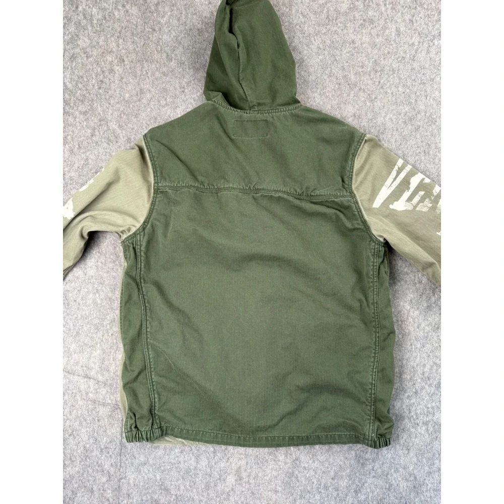 Strivers Row Mens Full Zip Hooded Jacket Green Herringbone Graphic Size M